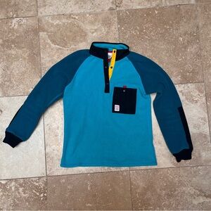 Topo Designs Women’s Teal and Black Quarter Snap Fleece Pullover